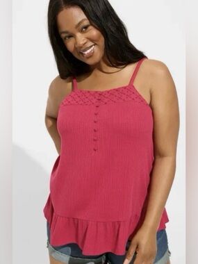 NWT Torrid Texture Knit Woven Eyelet Square Neck Swing Tank Women’s Size 3X